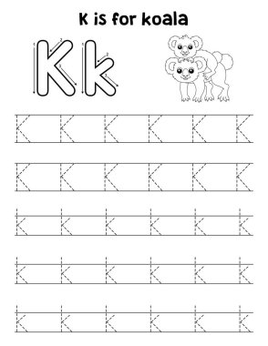 Bir çocukla Koala 'nın sevimli ve komik bir iz sürme sayfası. Çocuklara saatlerce eğlence takibi sağlıyor. Takip etmek için, bu sayfa çok kolay. Küçük çocuklar ve yeni yürümeye başlayanlar için uygun..