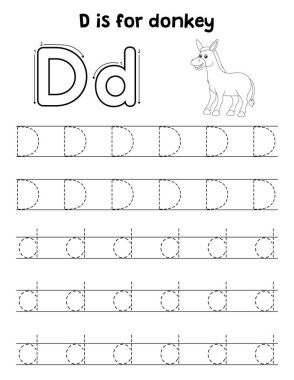 Eşeğin sevimli ve komik bir iz sürme sayfası. Çocuklara saatlerce eğlence takibi sağlıyor. Takip etmek için, bu sayfa çok kolay. Küçük çocuklar ve yeni yürümeye başlayanlar için uygun..