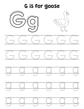 Bir Kaz 'ın sevimli ve komik bir iz sürme sayfası. Çocuklara saatlerce eğlence takibi sağlıyor. Takip etmek için, bu sayfa çok kolay. Küçük çocuklar ve yeni yürümeye başlayanlar için uygun..