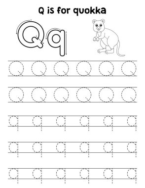 Bir Quokka 'nın sevimli ve komik bir iz sürme sayfası. Çocuklara saatlerce eğlence takibi sağlıyor. Takip etmek için, bu sayfa çok kolay. Küçük çocuklar ve yeni yürümeye başlayanlar için uygun..