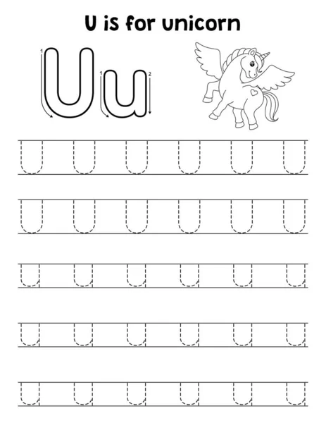 stock vector A cute and funny tracing page of a Flying Unicorn. Provides hours of tracing fun for children. To trace, this page is very easy. Suitable for little kids and toddlers.