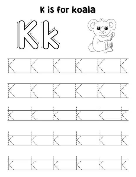 stock vector A cute and funny tracing page of a Koala. Provides hours of tracing fun for children. To trace, this page is very easy. Suitable for little kids and toddlers.