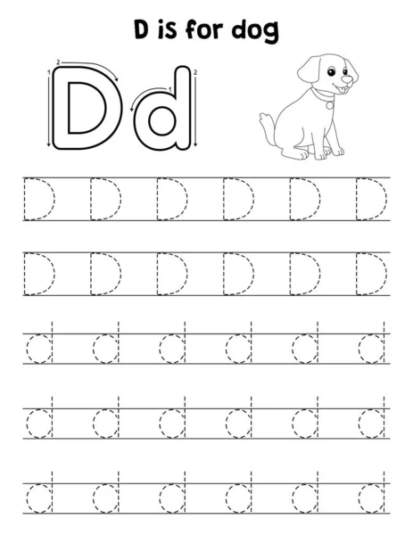 一个可爱有趣的狗追踪页面 为儿童提供几个小时的追踪乐趣 要追踪 这个页面很容易 适用于幼儿及幼儿 — 图库矢量图片