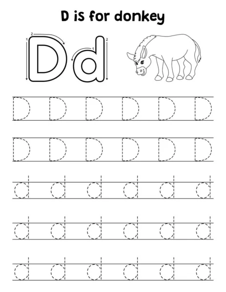 Cute Funny Tracing Page Donkey Provides Hours Tracing Fun Children — Stock Vector