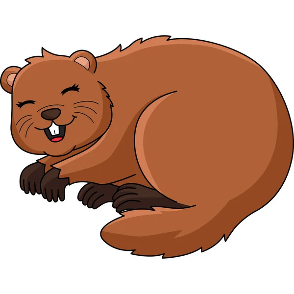 Este Clipart Desenhos Animados Mostra Uma Ilustração Hibernating Groundhog — Vetor de Stock