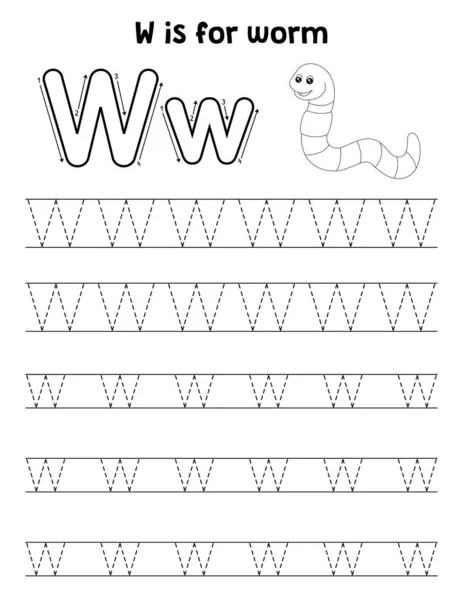 Cute Funny Tracing Page Worm Provides Hours Tracing Fun Children — Stock Vector