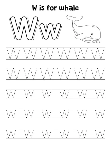 Cute Funny Tracing Page Whale Provides Hours Tracing Fun Children — Stock Vector