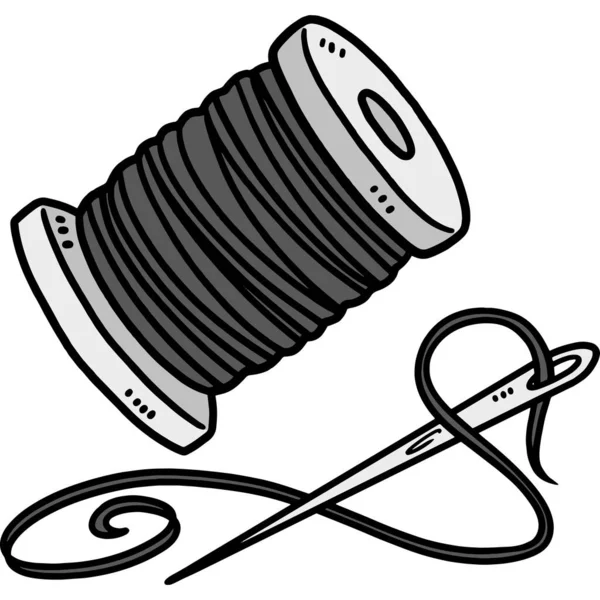 Cartoon Clipart Shows Thread Needle Illustration — Stock Vector