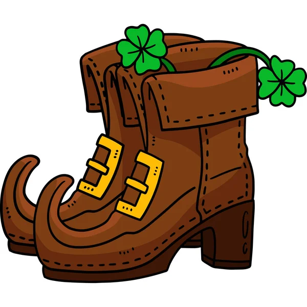 Cartoon Clipart Shows Saint Patricks Leprechaun Shoes Illustration — Stock Vector