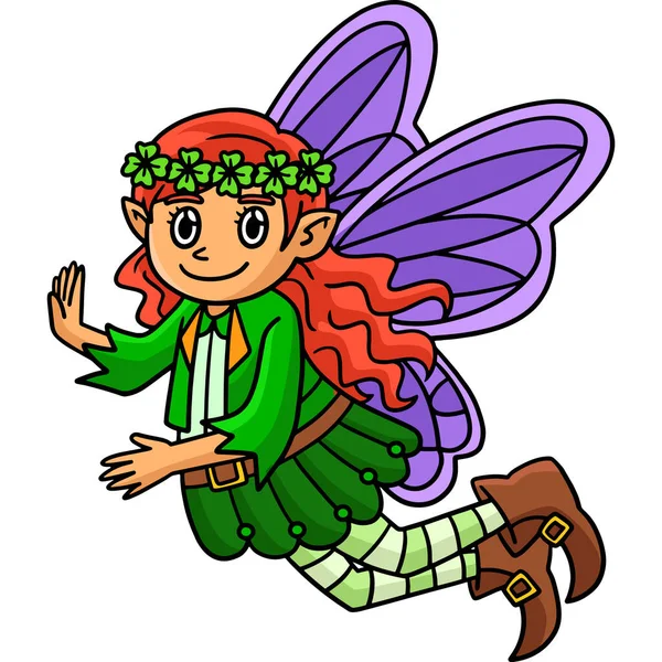 stock vector This cartoon clipart shows a Saint Patricks Day Shamrock Fairy illustration.