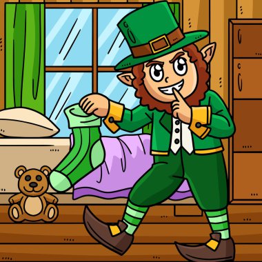 Bu karikatür parçası St. Patricks Leprechaun Holding Sock illüstrasyonunu gösteriyor..
