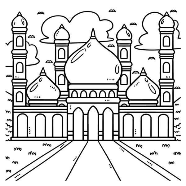 Cute Funny Coloring Page Ramadan Mosque Provides Hours Coloring Fun — Stock Vector