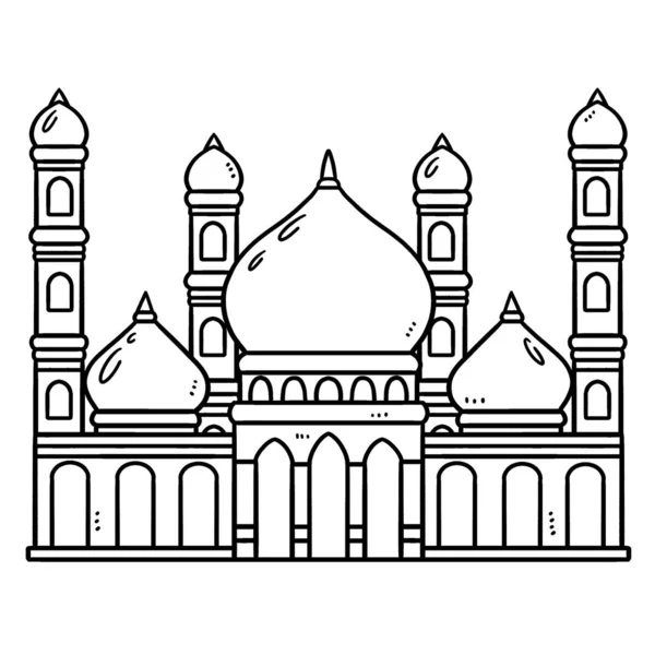 Cute Funny Coloring Page Ramadan Mosque Provides Hours Coloring Fun — Stock Vector