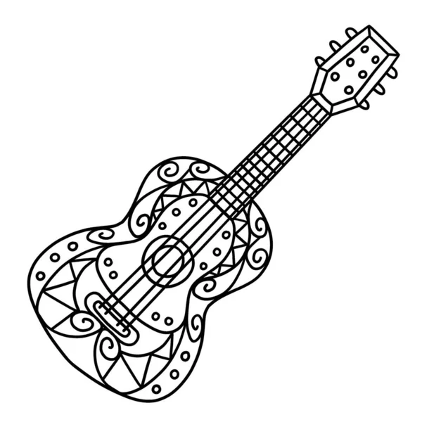 Cute Funny Coloring Page Cinco Mayo Mexican Guitar Provides Hours — Stock Vector