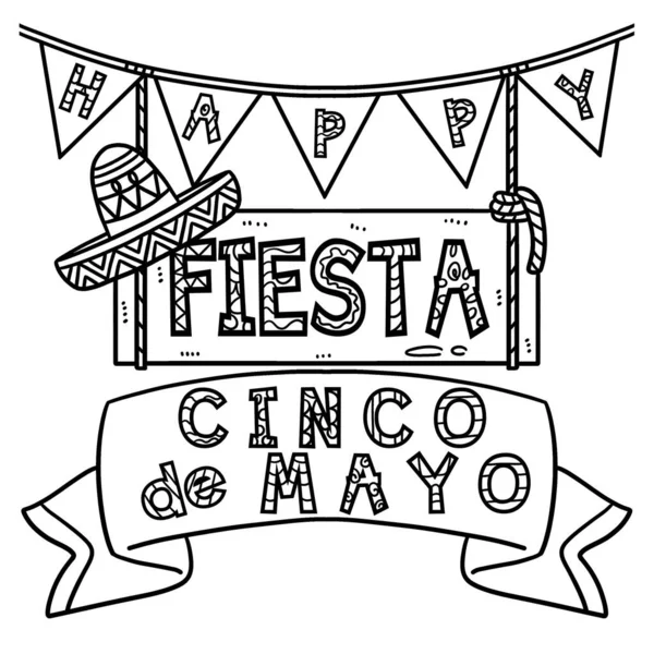Una Página Para Colorear Lindo Divertido Cinco Mayo Fiesta Proporciona — Vector de stock