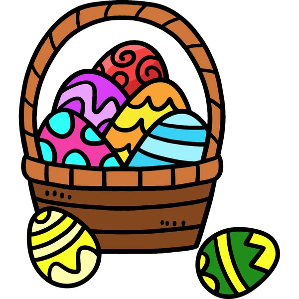 Cartoon Clipart Shows Easter Egg Basket Illustration — Stockový vektor