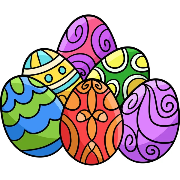 Tento Kreslený Kliparty Ukazuje Šest Velikonoční Vejce Ilustrace — Stockový vektor