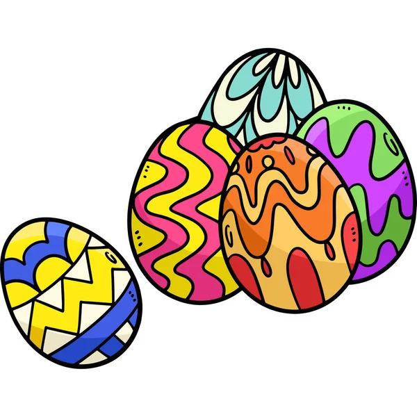 Tento Kreslený Kliparty Ukazuje Pět Velikonočních Vajíček Ilustrace — Stockový vektor