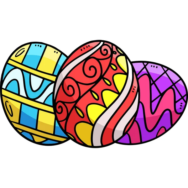 Tento Kreslený Kliparty Ukazuje Tři Velikonoční Vejce Ilustrace — Stockový vektor