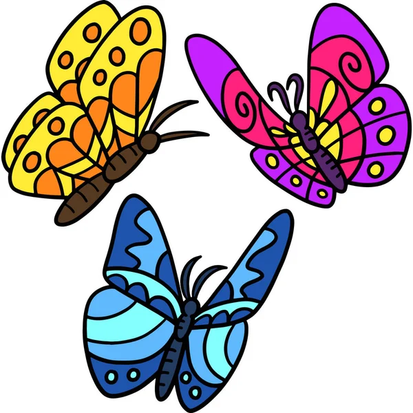 Este Clipart Dibujos Animados Muestra Una Ilustración Mariposas — Archivo Imágenes Vectoriales