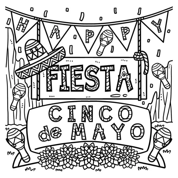 Una Página Para Colorear Lindo Divertido Cinco Mayo Fiesta Proporciona — Vector de stock