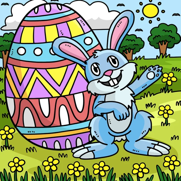 Clipart Bande Dessinée Montre Lapin Avec Une Illustration Big Easter — Image vectorielle