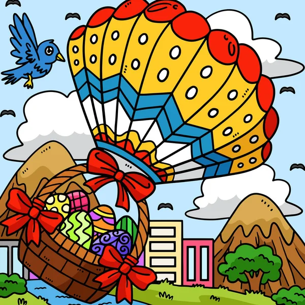 这个卡通片部分展示了一个热气球中的复活节彩蛋 — 图库矢量图片