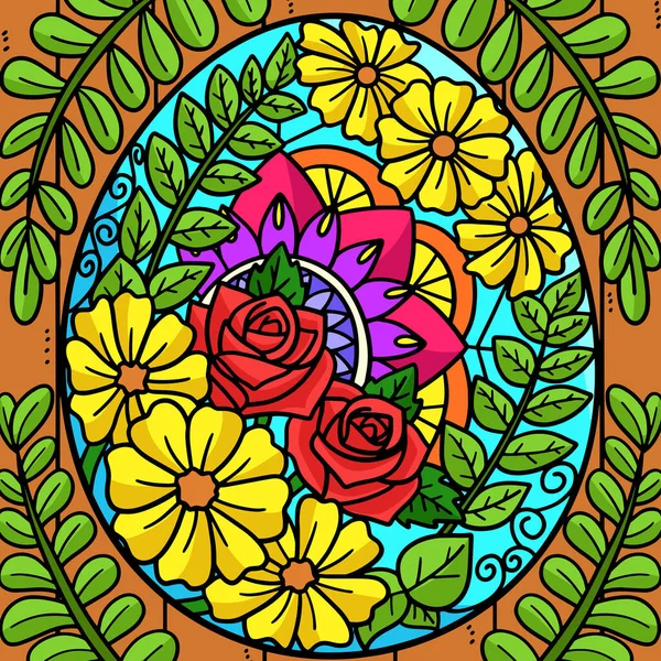 Clipart Dessin Animé Montre Une Illustration Florale Oeuf Pâques — Image vectorielle