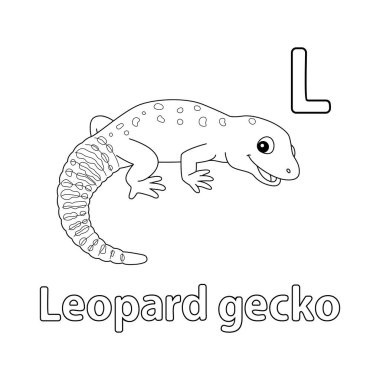 Bu ABC vektör resmi bir Leopar Gecko boyama sayfasını gösterir. Beyaz bir arka planda izole edilmiştir. Çocuklar ve ilkokul öğrencilerinin alfabeyi ve harfleri öğrenmesi için mükemmel..