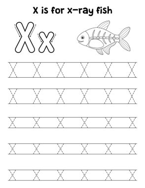 Röntgen balığının sevimli ve komik bir iz sürme sayfası. Çocuklara saatlerce eğlence takibi sağlıyor. Takip etmek için, bu sayfa çok kolay. Küçük çocuklar ve yeni yürümeye başlayanlar için uygun..