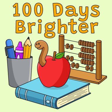 Bu karikatür, okulun 100. parlak gününü gösteriyor..