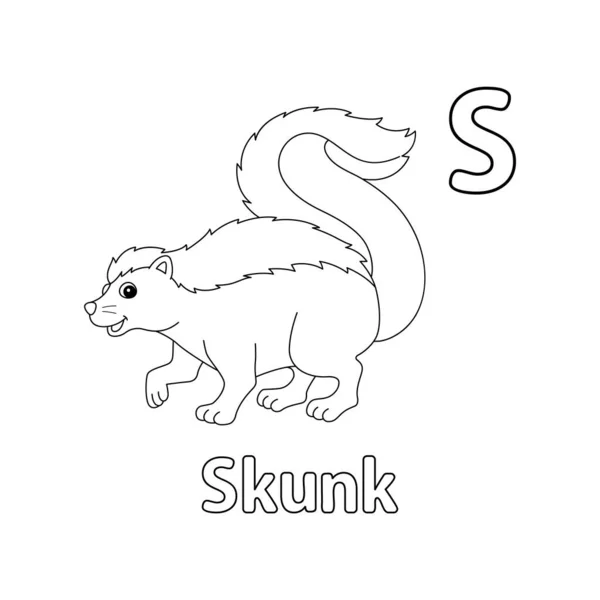 Stock vector This ABC vector image shows a Skunk Animal coloring page. It is isolated on a white background. Perfect for children and elementary school students to learn the alphabet and all its letters.