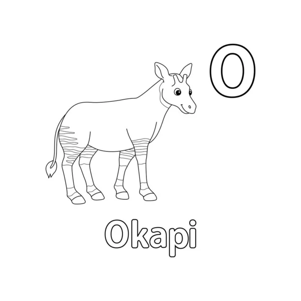 Cette Image Vectorielle Abc Montre Une Page Colorier Okapi Animal — Image vectorielle