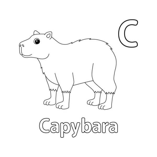 Questa Immagine Vettoriale Abc Mostra Una Pagina Colorazione Capybara Animal — Vettoriale Stock