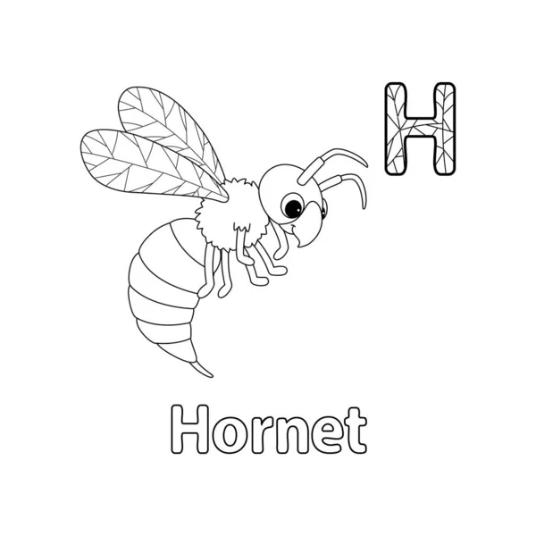 Gambar Vektor Abc Ini Menunjukkan Halaman Pewarnaan Hornet Animal Hal - Stok Vektor