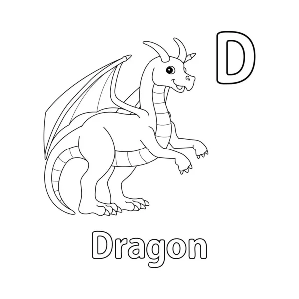 Questa Immagine Vettoriale Abc Mostra Una Pagina Colorazione Dragon Animal — Vettoriale Stock