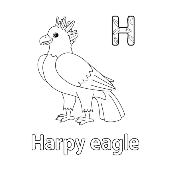 Векторное Изображение Abc Показывает Страницу Раскраски Harpy Eagle Animal Изолирован — стоковый вектор