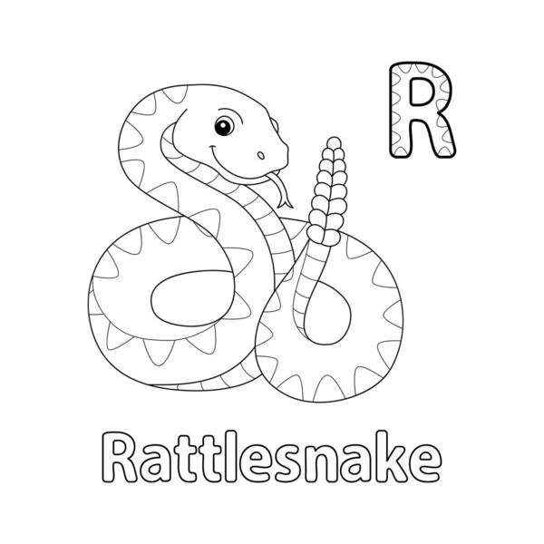 这个Abc矢量图像显示了一条响尾蛇动物着色页 它在白色的背景上被隔离 儿童和小学生学习字母表及其所有字母的完美机会 — 图库矢量图片