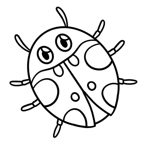 Ladybugの可愛くて面白い着色ページです 子供のための着色の楽しみの時間を提供します 色を変更するには このページは非常に簡単です 小さな子供や幼児に適しています — ストックベクタ
