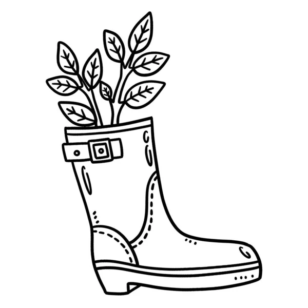 Cute Funny Coloring Page Boot Planter Provides Hours Coloring Fun — Stock Vector