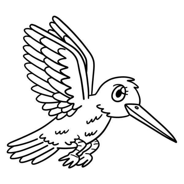 Симпатичная Смешная Страница Раскраски Летающей Птицы Обеспечивает Детям Часы Раскрашивания — стоковый вектор