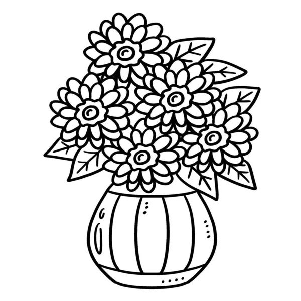 Cute Funny Coloring Page Potted Flowers Provides Hours Coloring Fun — Stock Vector
