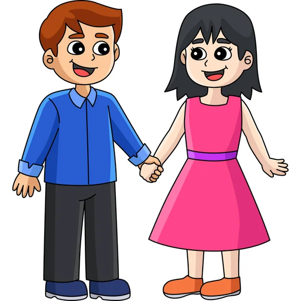 Deze Cartoon Clipart Toont Een Valentijnsdag Sweet Couple Illustratie — Stockvector