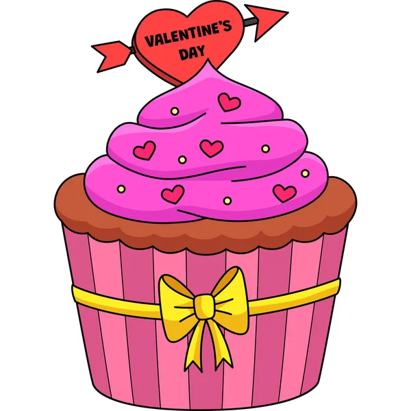 Este Clipart Dibujos Animados Muestra Una Ilustración San Valentín Cupcake — Archivo Imágenes Vectoriales