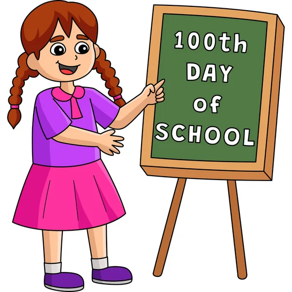 Dieser Cartoon Clip Zeigt Eine Illustration Zum 100 Schulmädchentag — Stockvektor