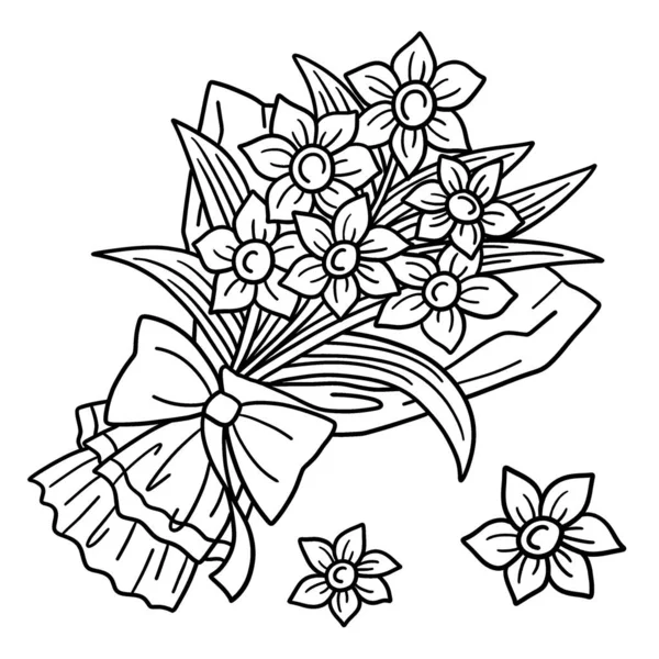 Cute Funny Coloring Page Fower Bouquet Provides Hours Coloring Fun — Stock Vector