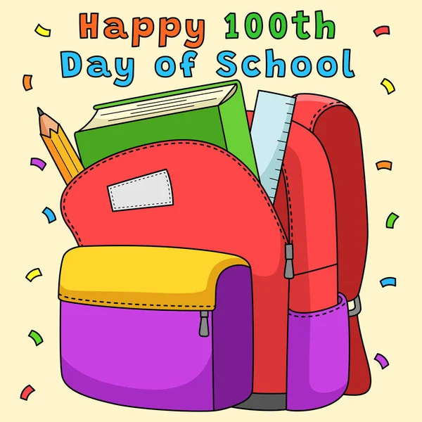 Dieser Cartoon Clip Zeigt Eine Illustration Zum 100 Schultag — Stockvektor