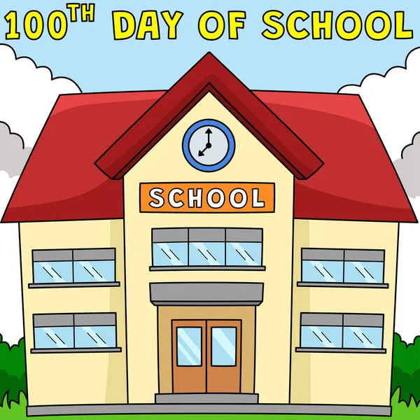 Dieser Cartoon Clip Zeigt Eine Illustration Zum 100 Schultag — Stockvektor