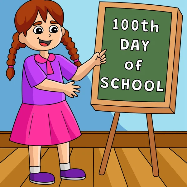 Dieser Cartoon Clip Zeigt Eine Illustration Zum 100 Schulmädchentag — Stockvektor