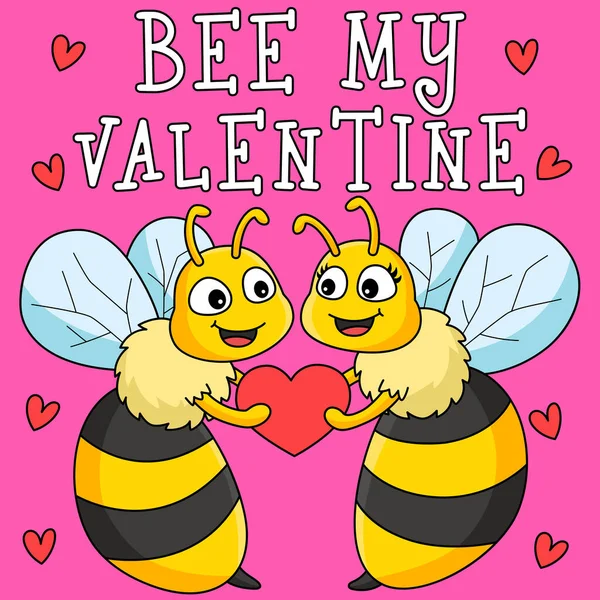 Este Clipart Dibujos Animados Muestra Una Ilustración Bee Valentine — Archivo Imágenes Vectoriales